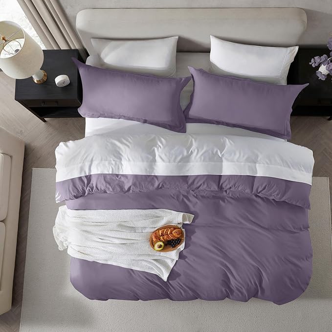 Nestl Grayish Purple California King Duvet Cover Sets - Image 5