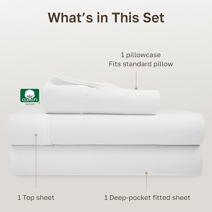 California Design Den Soft 100% Cotton Twin Size Bed Sheets Set, 400 Thread - Image 4
