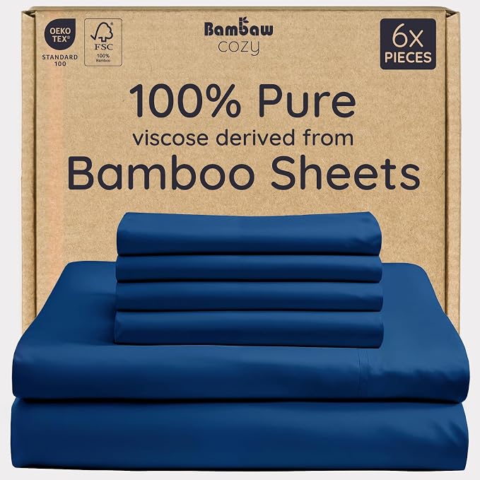 Bambaw Queen Sheet Set 6pcs – 100% Viscose Derived from Bamboo Bed Sheets Queen by Bambaw