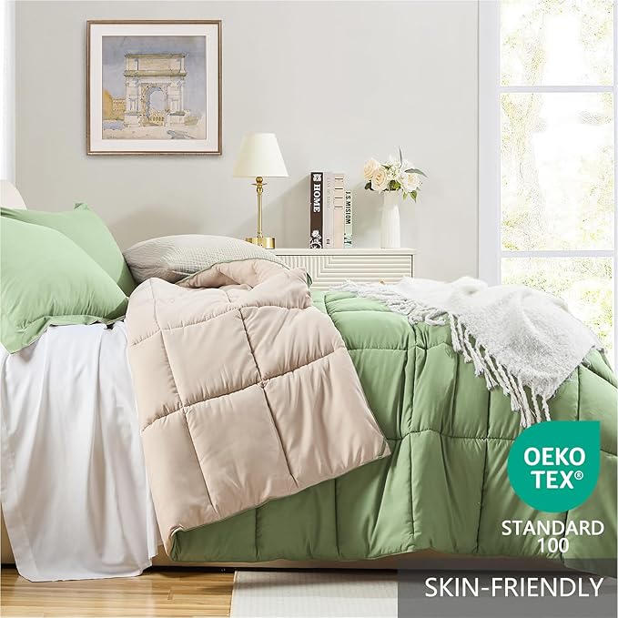 Homelike Moment Queen Comforter Set Sage Green, Comforters Queen Size Set - Image 3