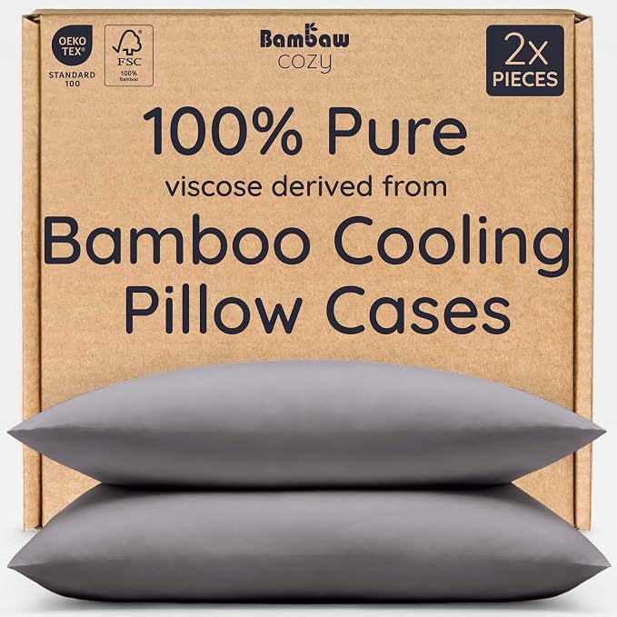 Bambaw 100% Viscose Derived from Bamboo Pillowcases Standard Size – Set of 2 by Bambaw
