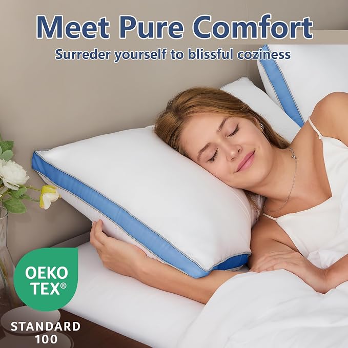 CozyLux Pillows King Size Set of 2, Soft and Supportive 3D Down Alternative Bed - Image 2