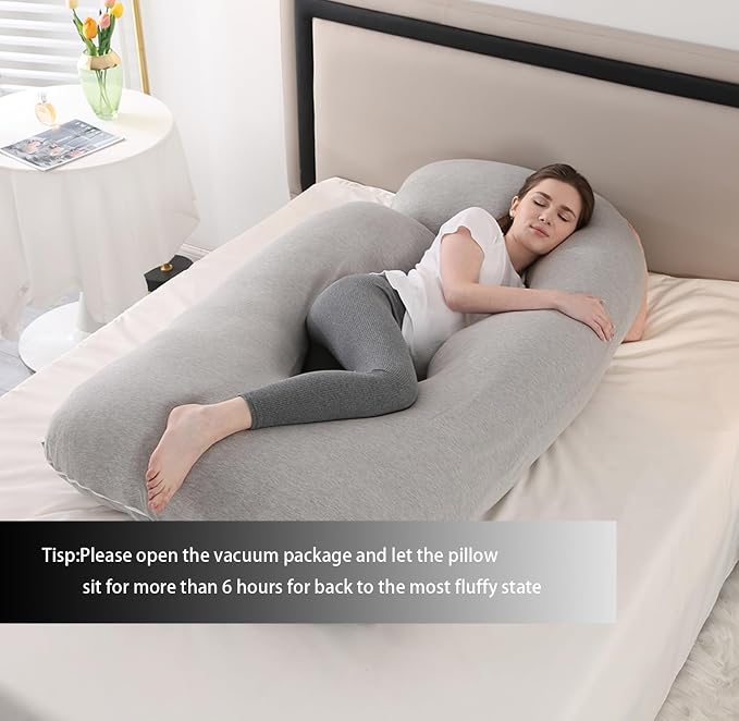 Jcickt Pregnancy Pillow J-Shaped Full Body Pillow, 59 inch Cool Fabric Easy to - Image 4