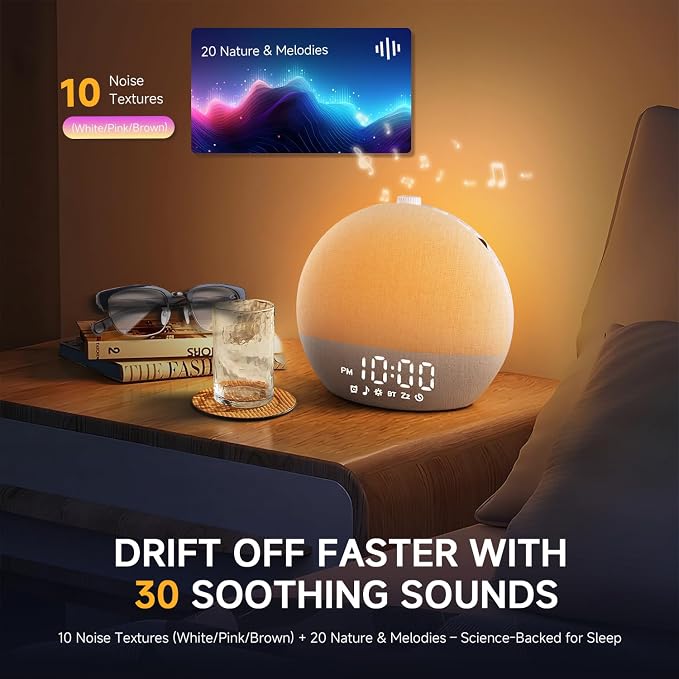Geuuap Sunrise Alarm Clock White Noise Sound Machine - Image 4