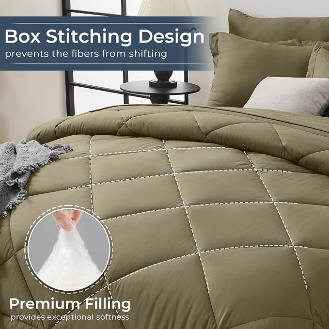 HEVUMYI Olive Green Twin Comforter Set - Image 4