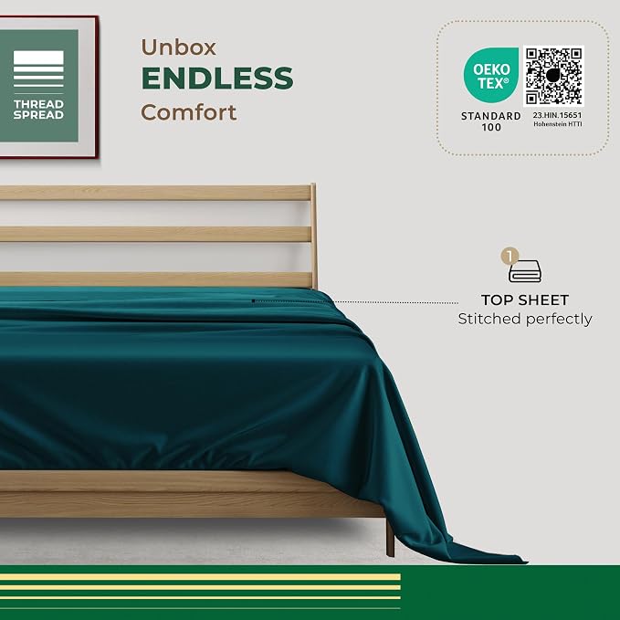 THREAD SPREAD 100% Organic Cotton Percale Flat Sheet Twin Size - Image 3