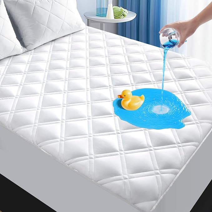 MEELUS Padded Full Mattress Protector, Breathable Waterproof Mattress Pad Cover by MEELUS