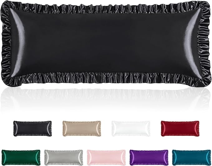 Homiest Ruffle Satin Body Pillow Cover, Silky Satin Body Pillowcase by Homiest