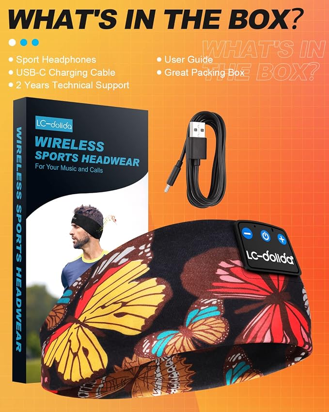 LC-dolida Sleep Headphones Headband Bluetooth 5.4, Sports Headband Earphones - Image 8