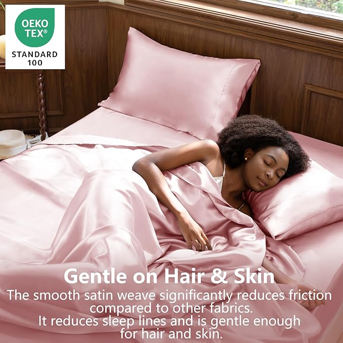CozyLux Satin Sheets Queen Size Bed Set - Image 2
