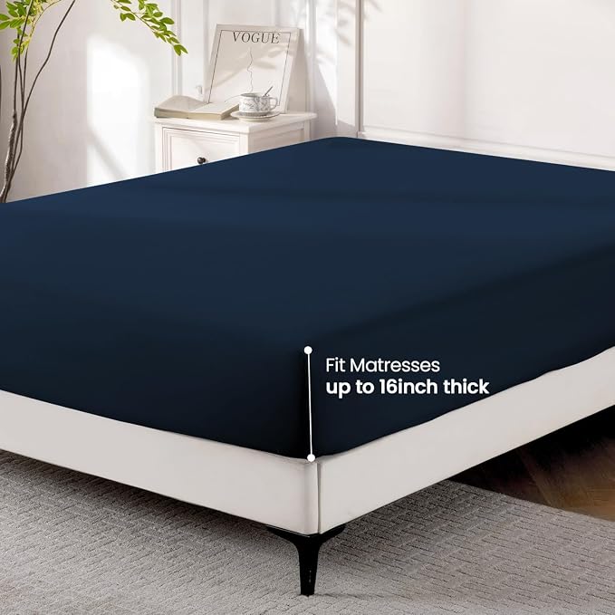 ROSE&RISY Dark Grey Twin Fitted Sheet, Soft and Breathable - Image 3