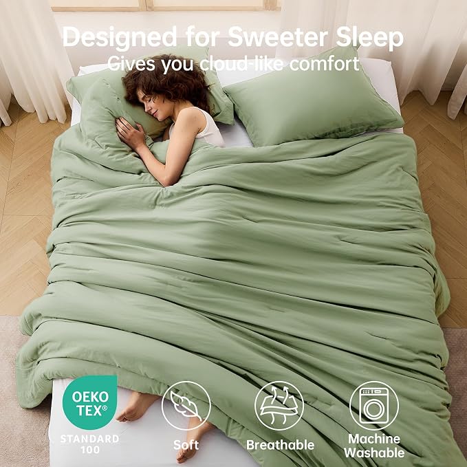 MUXHOMO Green Oversized King Comforter Sets, All Season Ultra Soft Down - Image 2