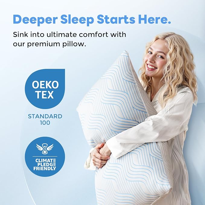 Cooling Bed Pillows for Sleeping 2 Pack Shredded Memory Foam Pillows Standard - Image 2