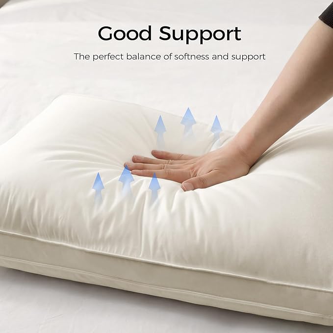 puredown® Gusseted Goose Feather Down Pillows, 100% Organic Cotton Cover - Image 5