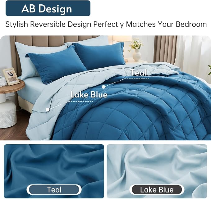 MUXHOMO 5 Pieces Twin Comforter Set, Reversible Bed in a Bag Twin Size - Image 3