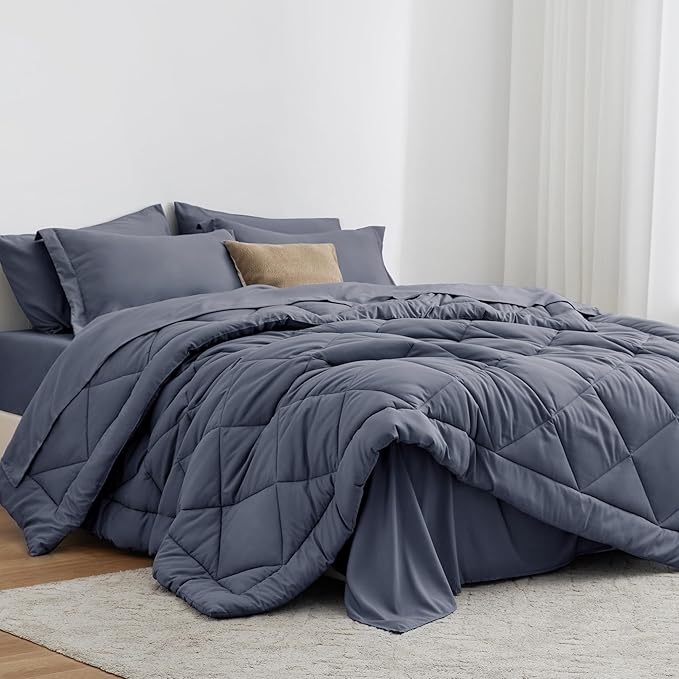 Love's cabin Full Comforter Set Navy Blue, 7 Pieces Full Bed in a Bag, All by Lovescabin