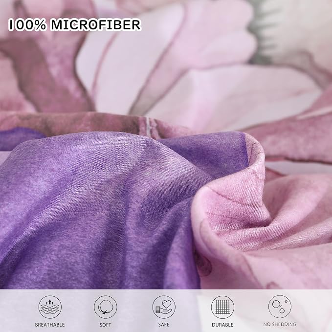 Yogeneg King Size Comforter Set 7 Piece Bed in a Bag, Elegant Floral Botanical - Image 5