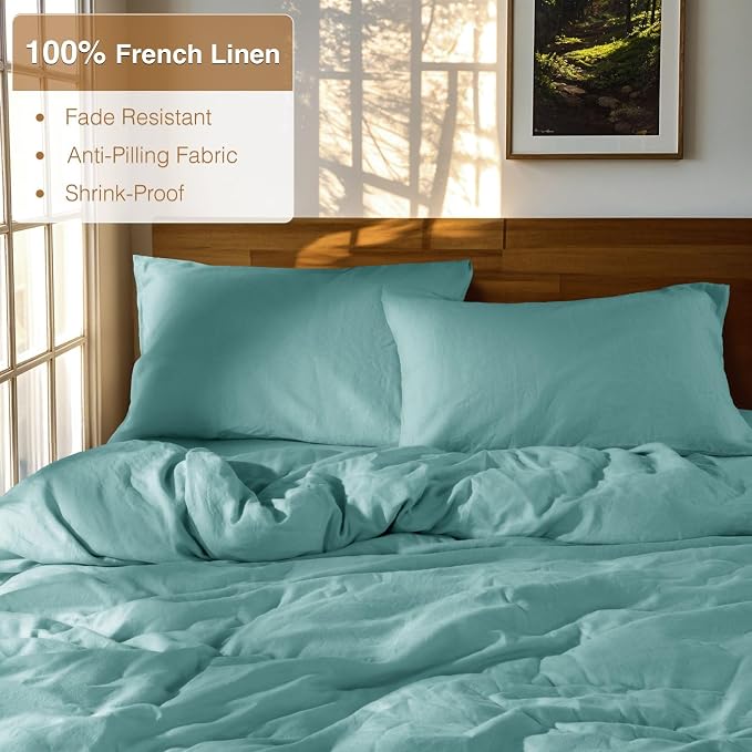SONORO KATE 100% French Linen Duvet Cover Queen Size, Soft Breathable - Image 2