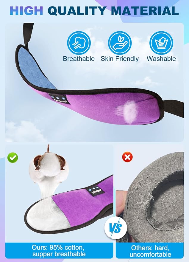 TOPOINT Sleep Mask with Headphones Bluetooth 5.4 Wireless, Sleep Headphone with - Image 4