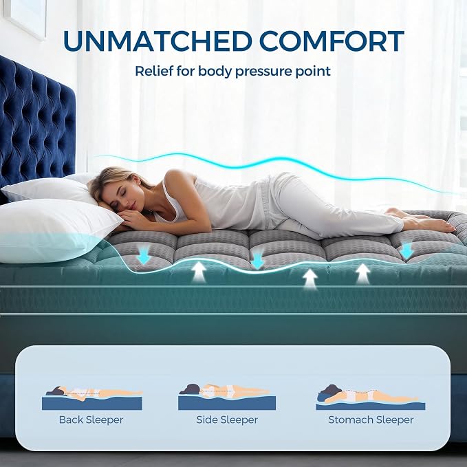 Premium Dual Layer 4 Inch Memory Foam Mattress Topper, 2 Inch Gel Memory Foam - Image 5