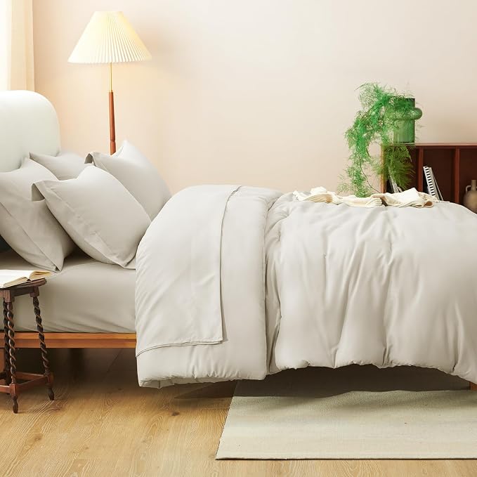 CozyLux Twin XL Comforter Set Beige, 5 Pieces Bed in a Bag Twin Extra Long - Image 7