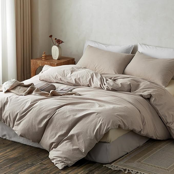 TOCOMOA Duvet Cover Set 100% Washed Cotton Linen Feel Soft Comfy Breathable 3 - Image 2