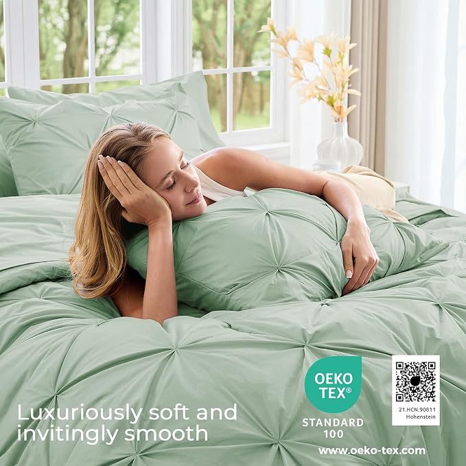 Sasttie Full Size Comforter Set, 7-Piece Bed in a Bag, Pintuck Bedding Set - Image 3