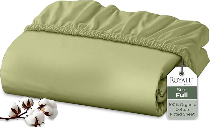 Royale Linens 100% Organic Cotton Fitted Sheet by ROYALELINENS