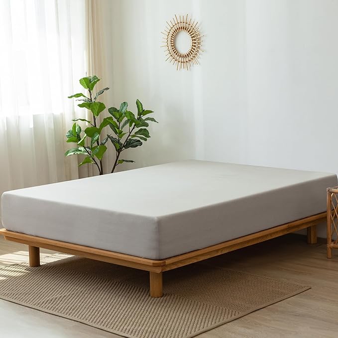 MooMee Fitted Bottom Sheet Only 100% Washed Cotton Linen Like Textured - Image 3