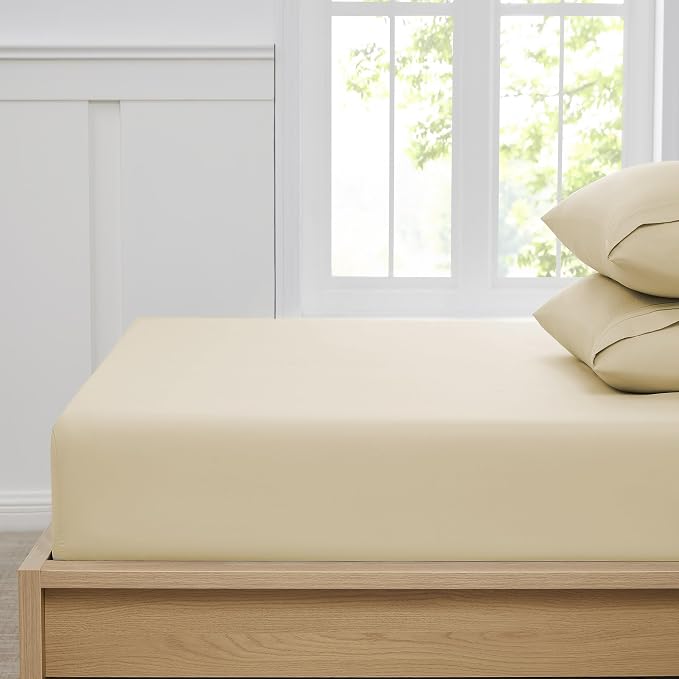 Queen Fitted Sheet Only with Full Elastic & Built in Corner Sheet Straps to - Image 3