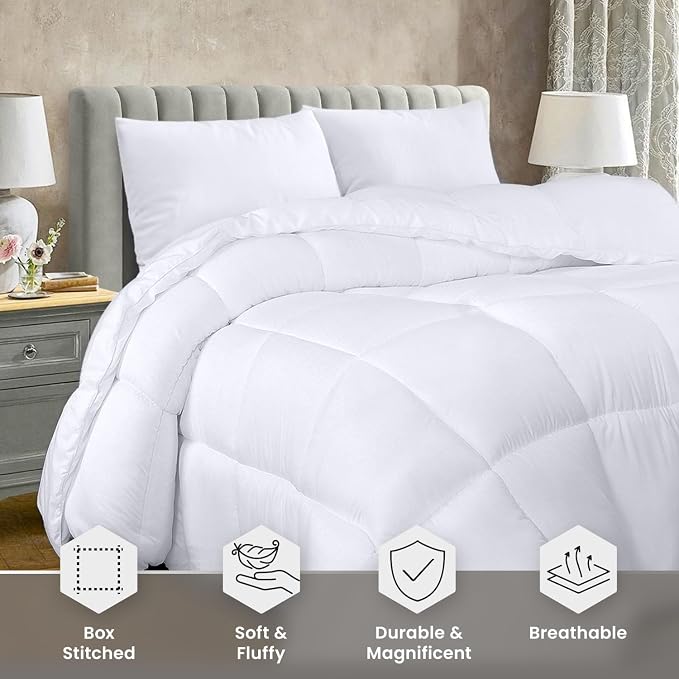 Utopia Bedding Full Comforter Duvet Insert, Quilted White Comforter - Image 3