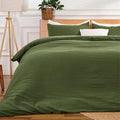 Green Duvet Cover King, 100% Sandwashed Cotton Soft King Size Duvet Cover Set 3 by Unknown