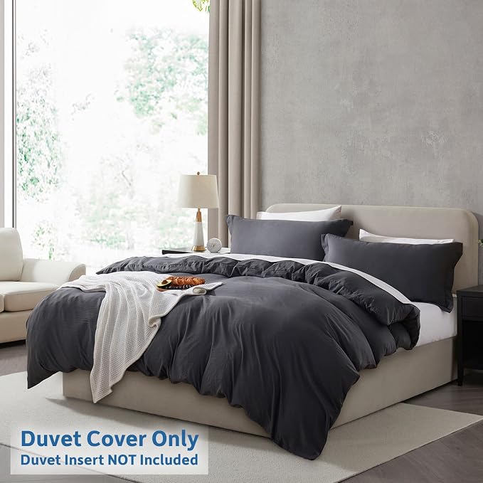 Nestl Dark Grey Duvet Cover Queen Size - Image 2