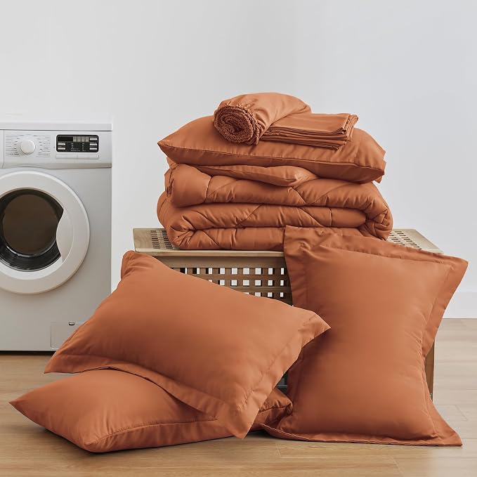 Love's cabin Full Comforter Set Terracotta, 7 Pieces Full Bed in a Bag - Image 6