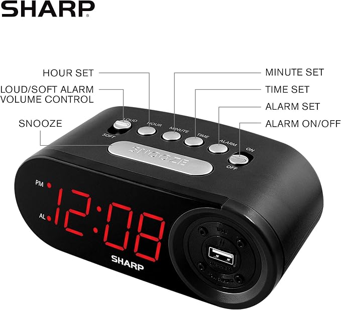 Sharp Digital Easy to Read Alarm Clock - Image 4