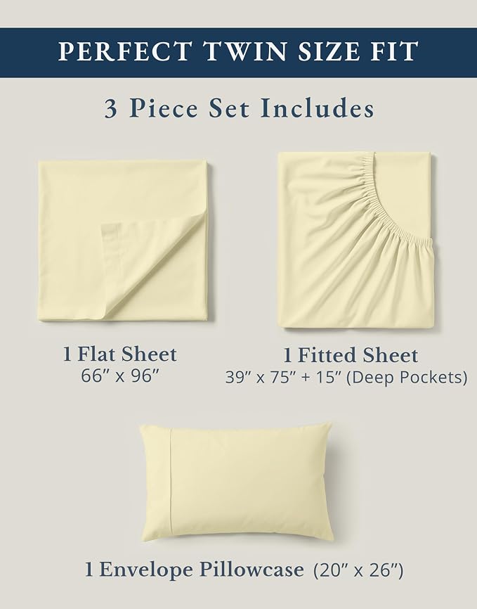 LANE LINEN 100% Organic Cotton Twin Bed Sheet Set, Comfy & Breathable Hotel - Image 4