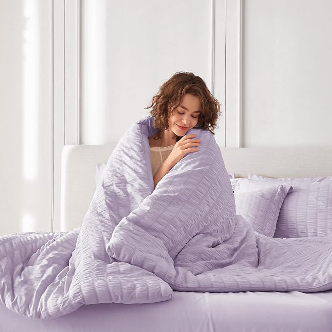 MUXHOMO 7 Pieces Full Comforter Set, Seersucker Bed in a Bag Full Size - Image 8