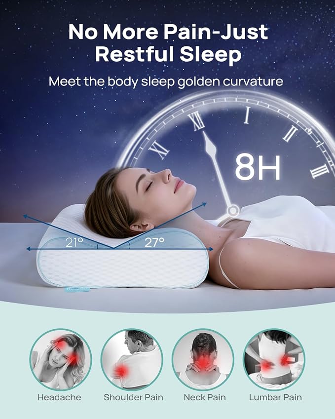 Releep Cervical Neck Pillow, Side Sleeper Pillow - Image 4