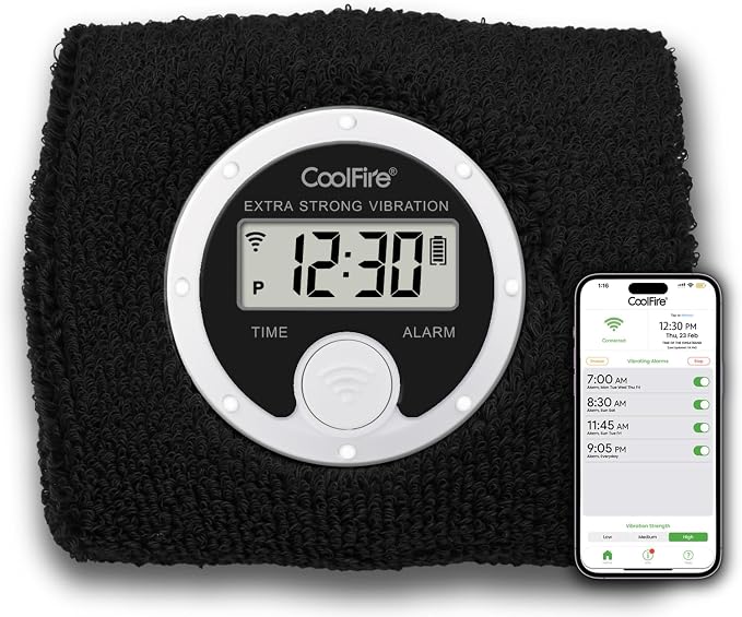 CoolFire Vibrating Alarm Clock Wristband, Silent Wake-Up Watch by Coolfire