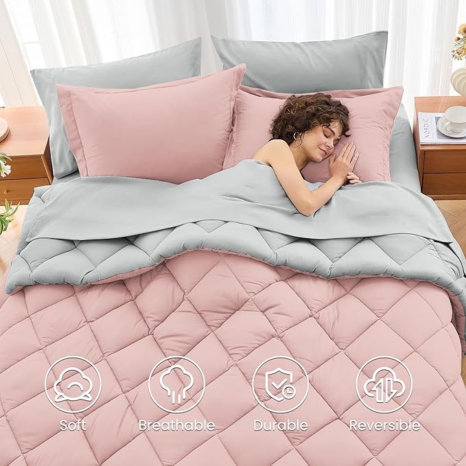 MUXHOMO 7 Pieces Full Comforter Set, Reversible Bed in a Bag Full Size - Image 6