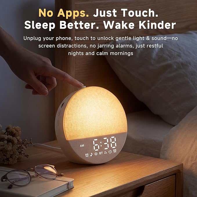 Geuuap Sunrise Alarm Clock White Noise Machine | Natural Wake-Up Light - Image 8