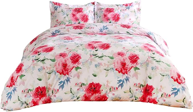 JSD Rose Floral Duvet Cover Set King Size, 3 Piece Soft Printed Microfiber - Image 7