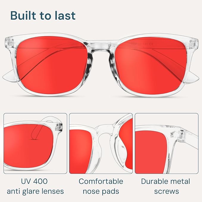 Gaoye Transparent with Red Lenses Blue Light Glasses - Image 6