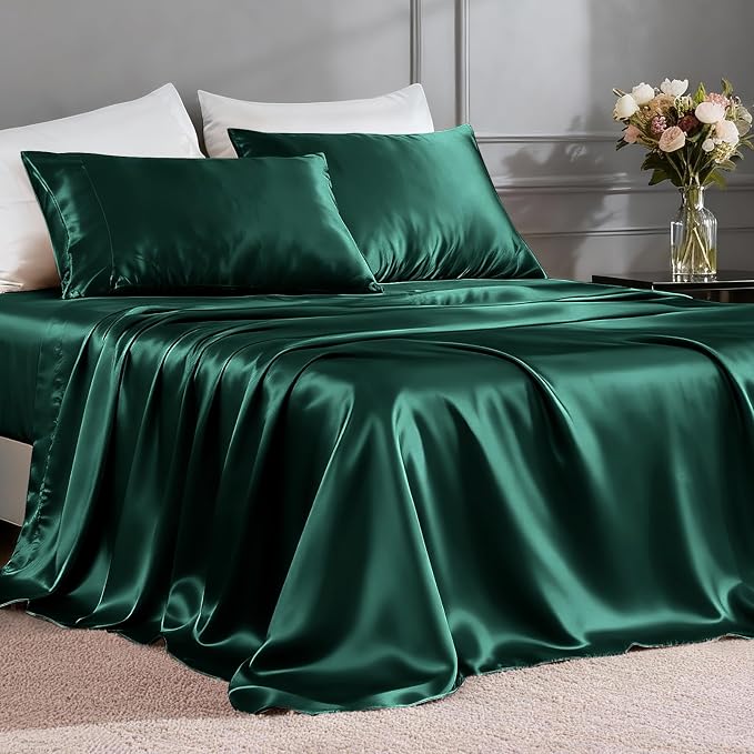 FreshCulture Satin Sheets Queen Size Bed Set- 4 Piece Luxury Soft Silky Queen by FreshCulture