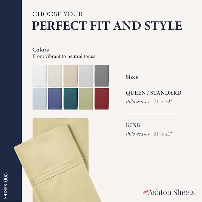 100% Egyptian Cotton Pillow Cases King Size Set of 2 - Image 7