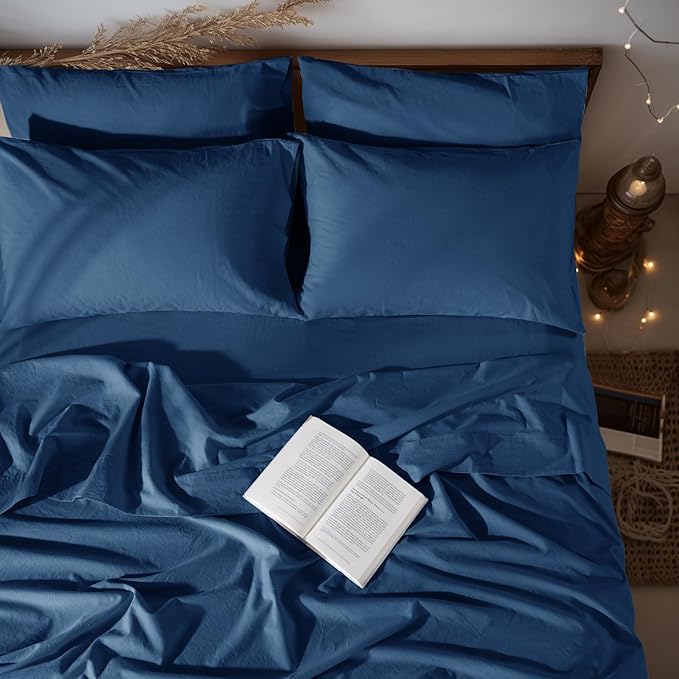 LBRO2M 100% Pure Linen Sheet Set Deep Pocket Up to 16" Bed Sheets Sets by LBRO2MBedding