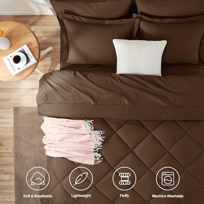 CozyLux Full Size Comforter Sets Brown - Image 2