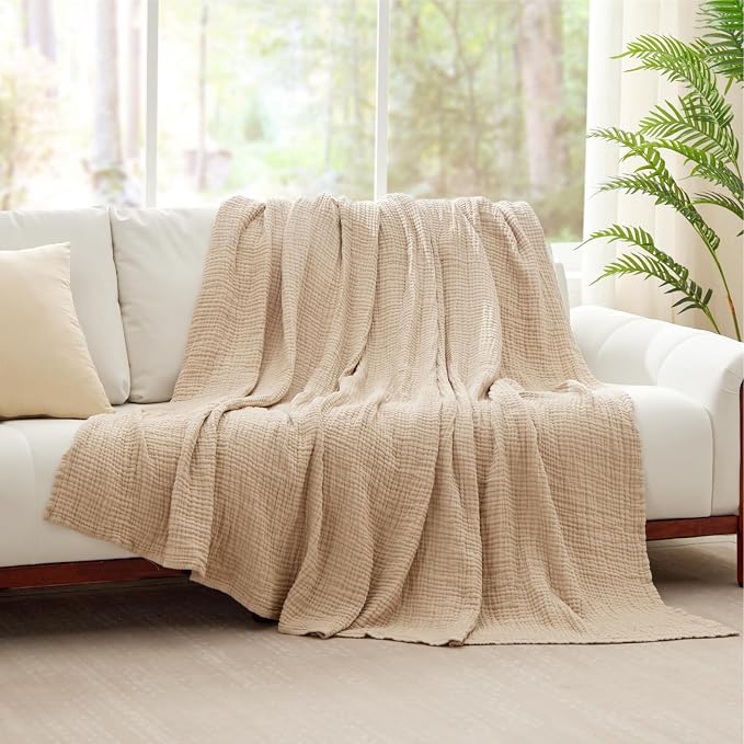Cooling Throw Blanket Twin XL 66" x 90", 6 Layers Muslin Blankets 100% Cotton - Image 9