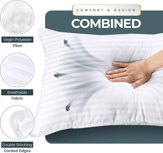 Utopia Bedding Bed Pillows King Size Set of 4, Down Alternative Pillows - Image 4