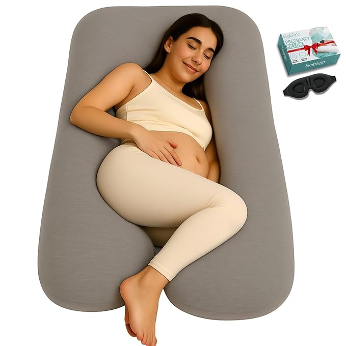 U-Shaped Pregnancy Pillow – 100% Cotton Cover, Full Body Maternity Support by babivio